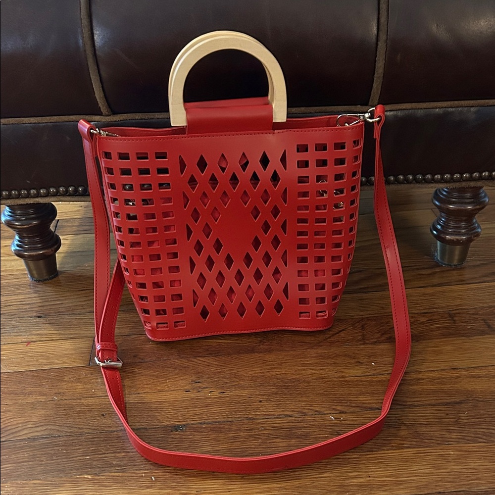 Red Cutout Tote Bag